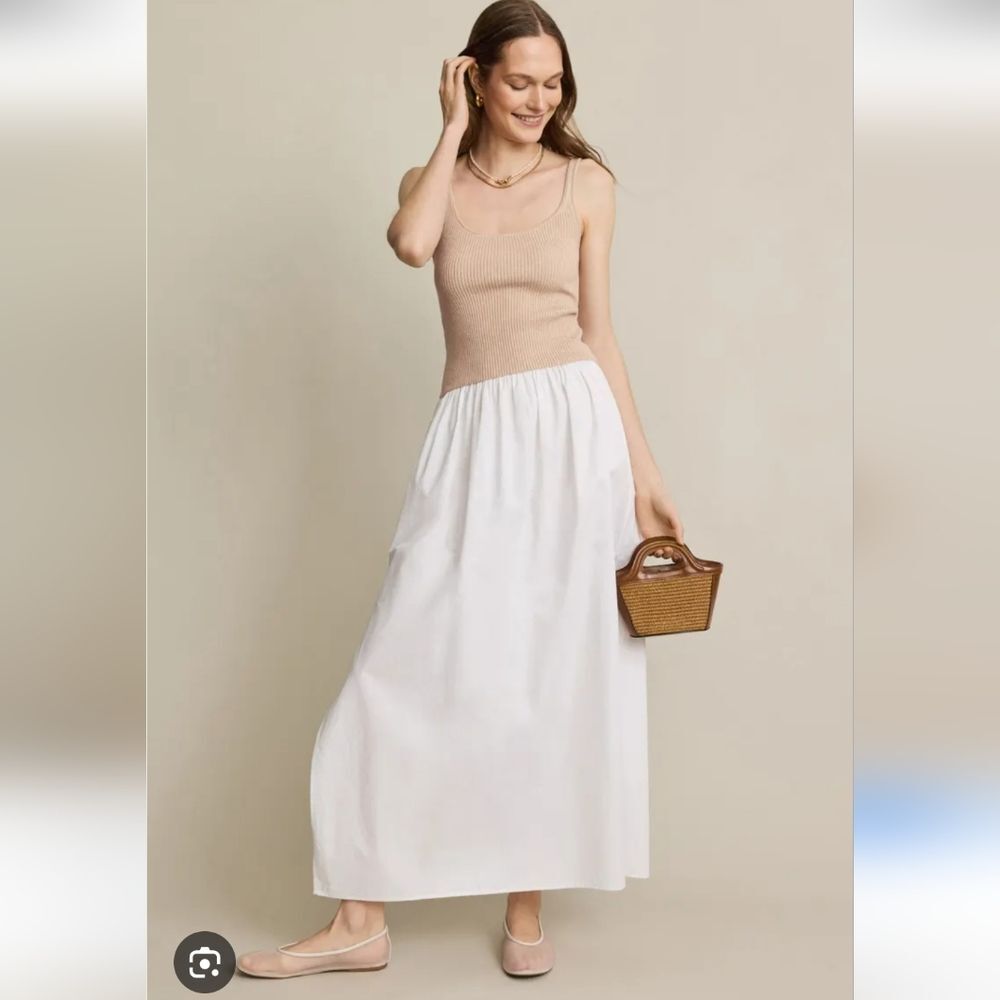 Naadam Cashmere Cotton White Nude Maxi Dress Size S
